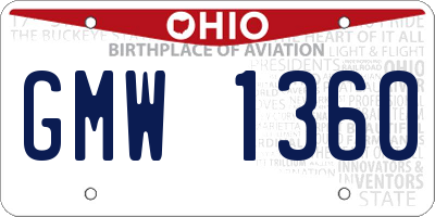 OH license plate GMW1360