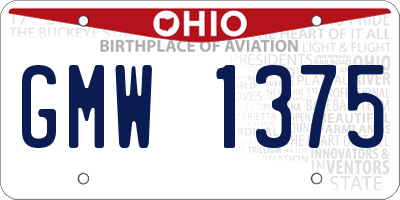 OH license plate GMW1375