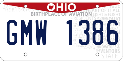 OH license plate GMW1386