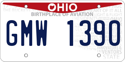 OH license plate GMW1390