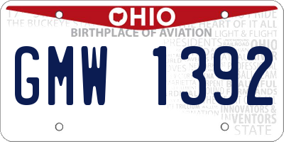 OH license plate GMW1392