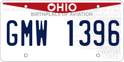 OH license plate GMW1396