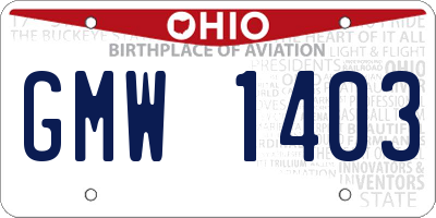 OH license plate GMW1403