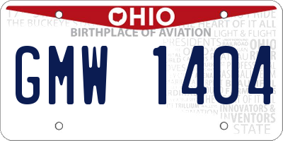 OH license plate GMW1404