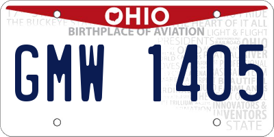 OH license plate GMW1405