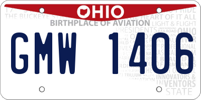 OH license plate GMW1406
