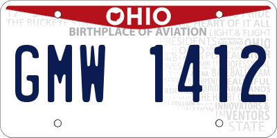 OH license plate GMW1412