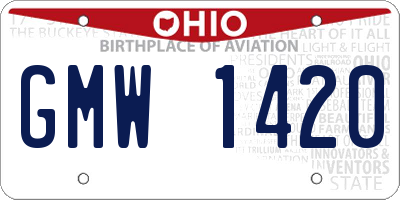 OH license plate GMW1420