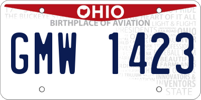 OH license plate GMW1423