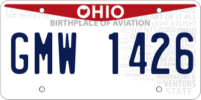 OH license plate GMW1426