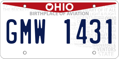 OH license plate GMW1431