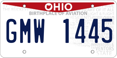 OH license plate GMW1445