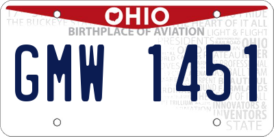 OH license plate GMW1451