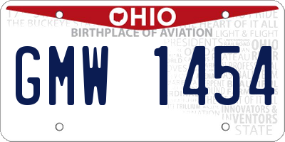 OH license plate GMW1454