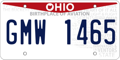 OH license plate GMW1465