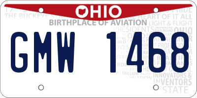 OH license plate GMW1468