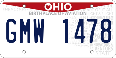 OH license plate GMW1478
