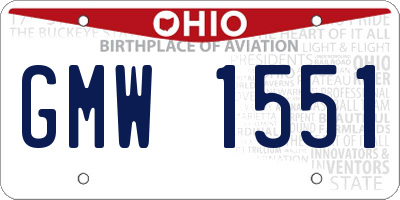 OH license plate GMW1551