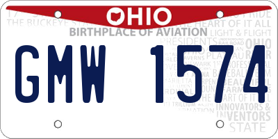 OH license plate GMW1574