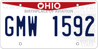 OH license plate GMW1592