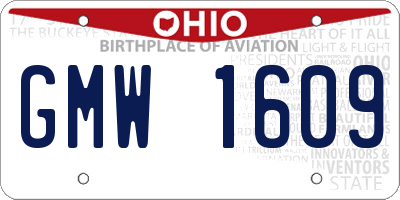 OH license plate GMW1609
