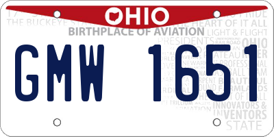 OH license plate GMW1651