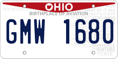 OH license plate GMW1680