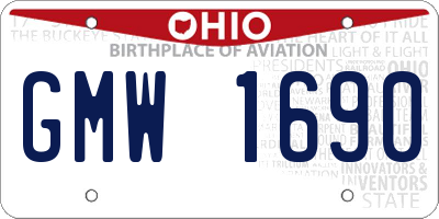 OH license plate GMW1690