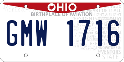OH license plate GMW1716