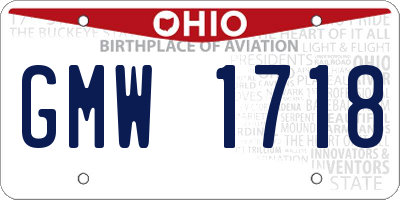 OH license plate GMW1718
