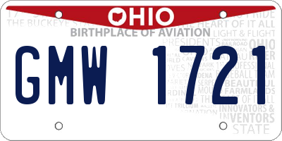 OH license plate GMW1721