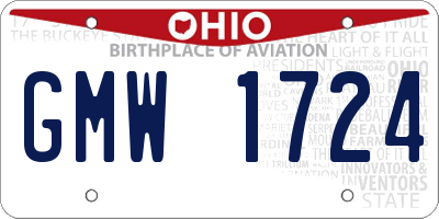 OH license plate GMW1724