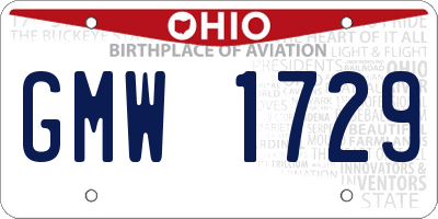 OH license plate GMW1729