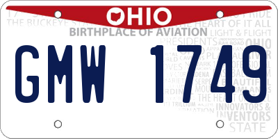 OH license plate GMW1749