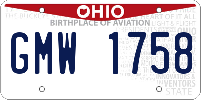 OH license plate GMW1758