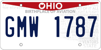 OH license plate GMW1787