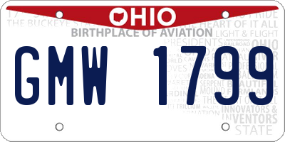 OH license plate GMW1799