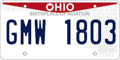 OH license plate GMW1803