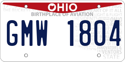 OH license plate GMW1804