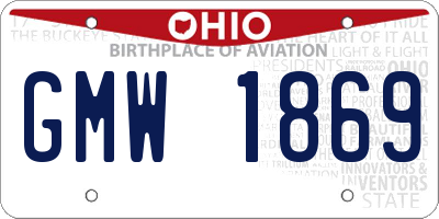 OH license plate GMW1869