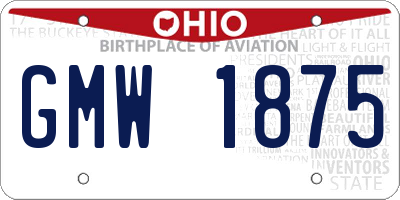 OH license plate GMW1875