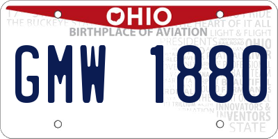 OH license plate GMW1880