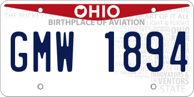OH license plate GMW1894