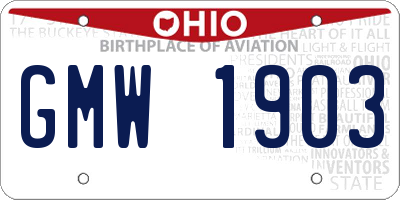 OH license plate GMW1903