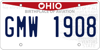 OH license plate GMW1908