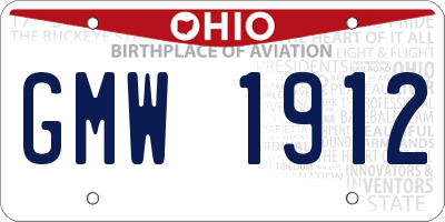 OH license plate GMW1912