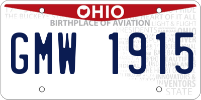OH license plate GMW1915