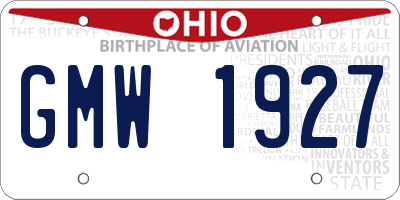 OH license plate GMW1927