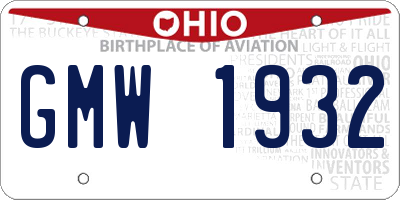 OH license plate GMW1932