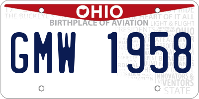 OH license plate GMW1958